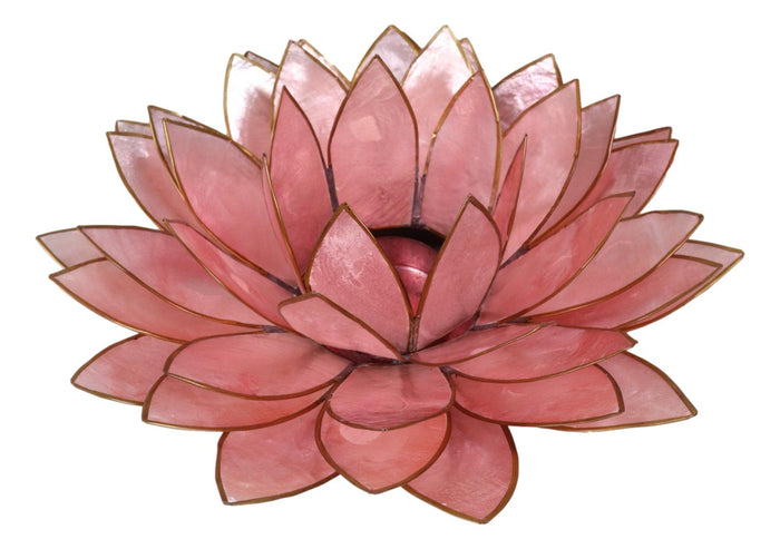 Ebros Gift Fuchsia Pink Capiz Seashells Lotus Flower Votive Tea Light Candle Holder 8.5"D