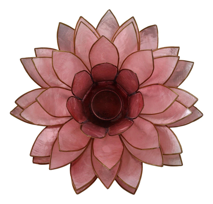Ebros Gift Fuchsia Pink Capiz Seashells Lotus Flower Votive Tea Light Candle Holder 8.5"D