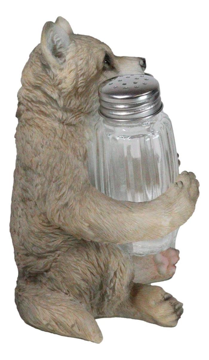 Ebros Gift Full Moon Spice Lover Gray Wolf Pup Salt And Pepper Shakers Holder Figurine