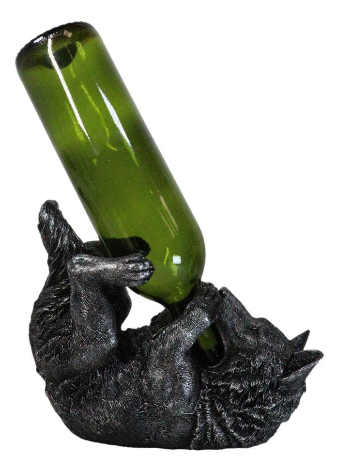 ebros gift Full Moon Werewolf Rustic Woodlands Native Gray Wolf Wine Holder Figurine 9"L