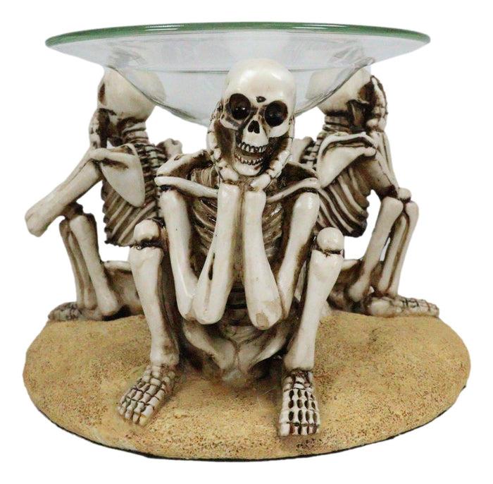 Ebros Gift Funny Macabre See Hear Speak No Evil Skeletons Candle Aroma Oil Tart Burner