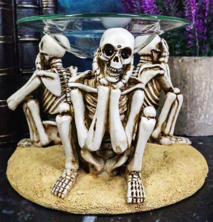 ebros gift Funny Macabre See Hear Speak No Evil Skeletons Candle Aroma Oil Tart Burner
