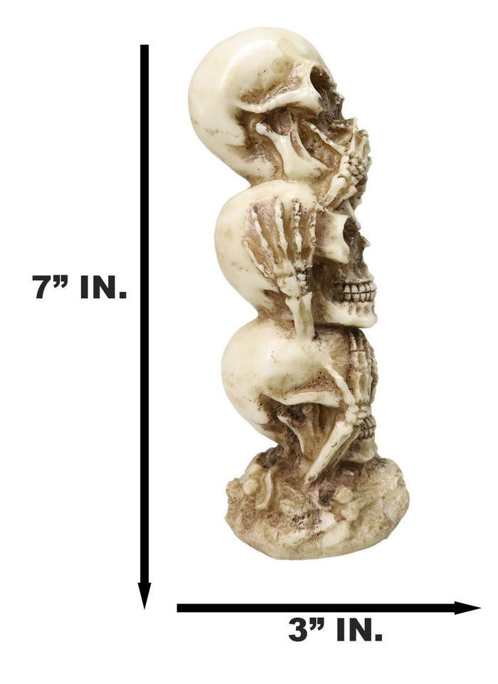 Ebros Gift Funny Triple Stacked See Hear Speak No Evil Skulls Home Decor Figurine 7"H
