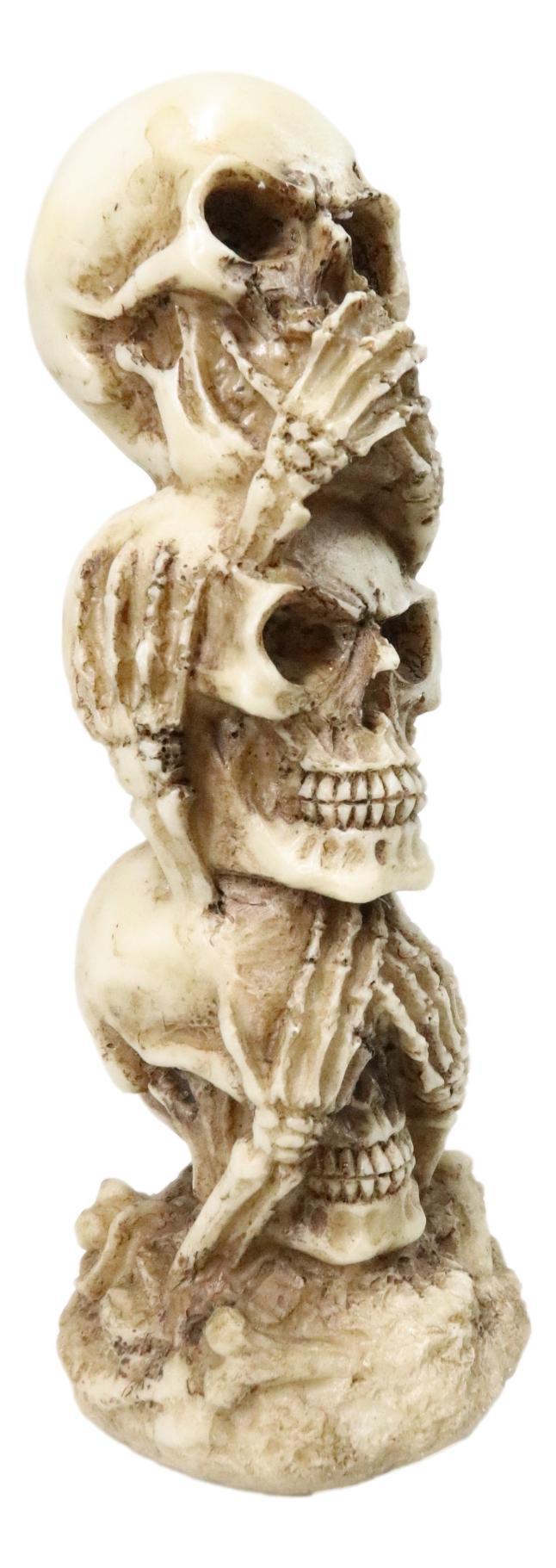 Ebros Gift Funny Triple Stacked See Hear Speak No Evil Skulls Home Decor Figurine 7"H