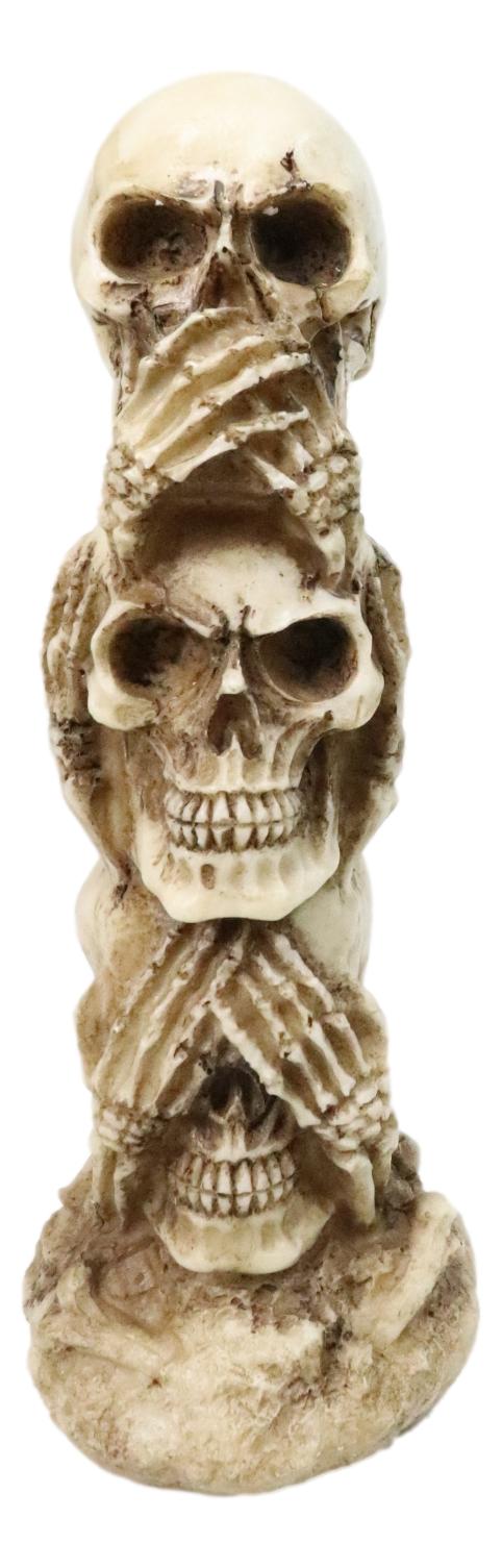 ebros gift Funny Triple Stacked See Hear Speak No Evil Skulls Home Decor Figurine 7"H