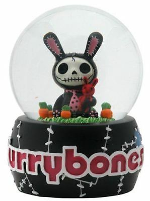 Ebros Gift Furry Bones Black Bun Bun Bunny Water Glitter Snow Globe
