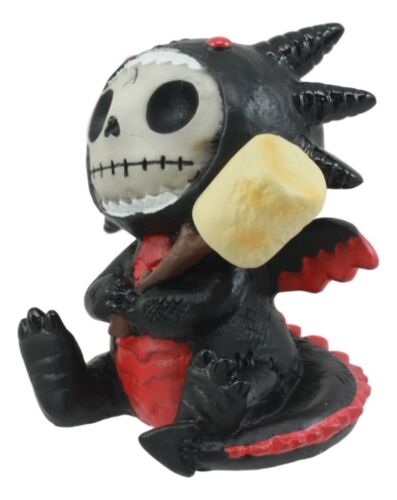 Ebros Gift Furry Bones Black Scorchie With Marshmallow Figurine 2.5"Tall Furrybones Dragon