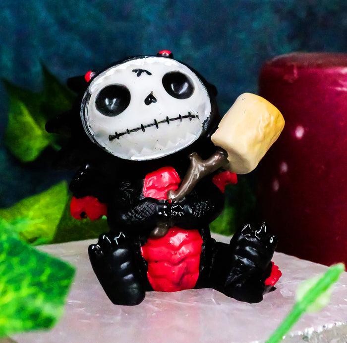 ebros gift Furry Bones Black Scorchie With Marshmallow Figurine 2.5"Tall Furrybones Dragon