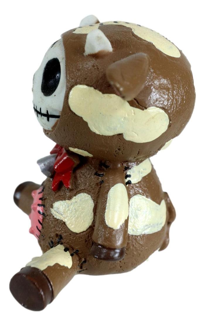 Ebros Gift Furry Bones Brown Moo Moo Milk Cow Skeleton Monster Sit Up Ornament Figurine