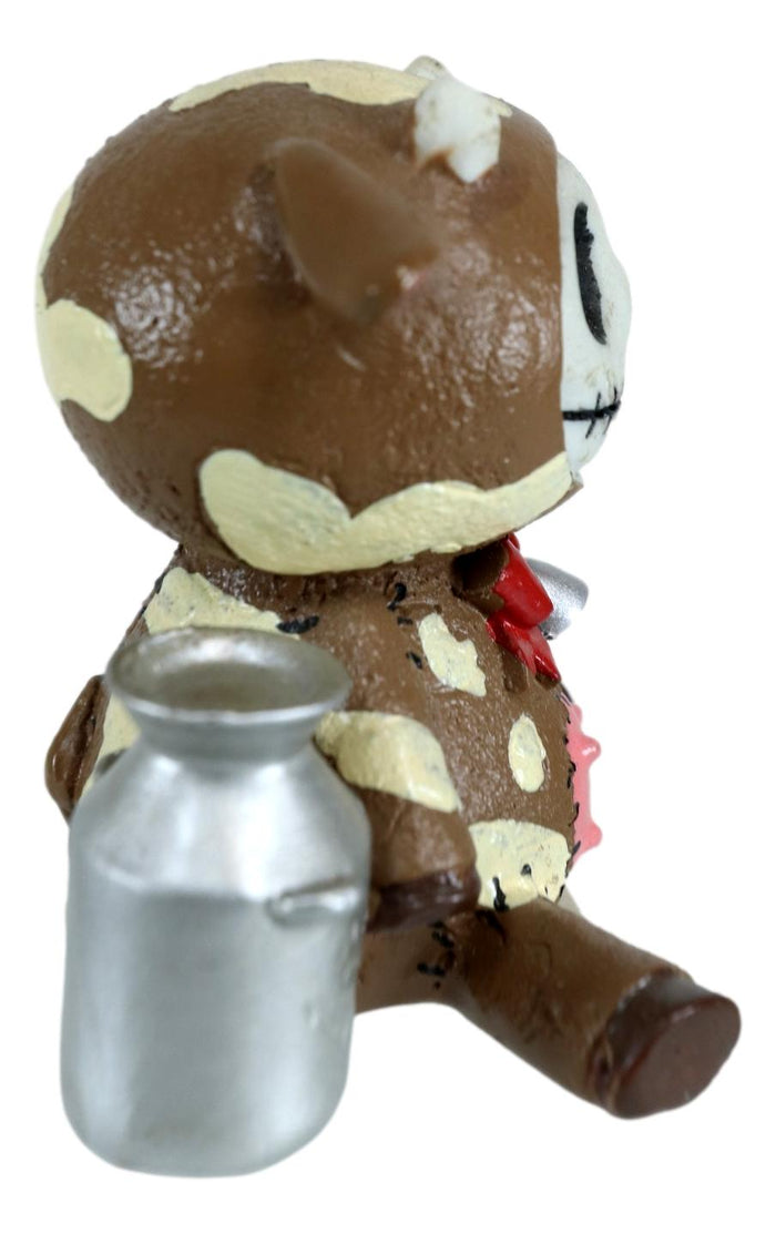 Ebros Gift Furry Bones Brown Moo Moo Milk Cow Skeleton Monster Sit Up Ornament Figurine