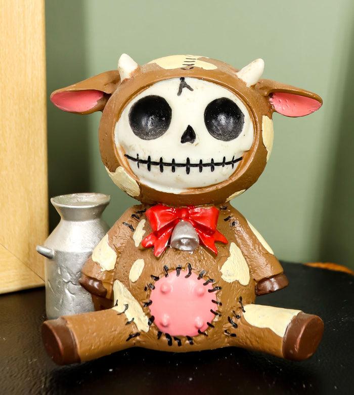 ebros gift Furry Bones Brown Moo Moo Milk Cow Skeleton Monster Sit Up Ornament Figurine