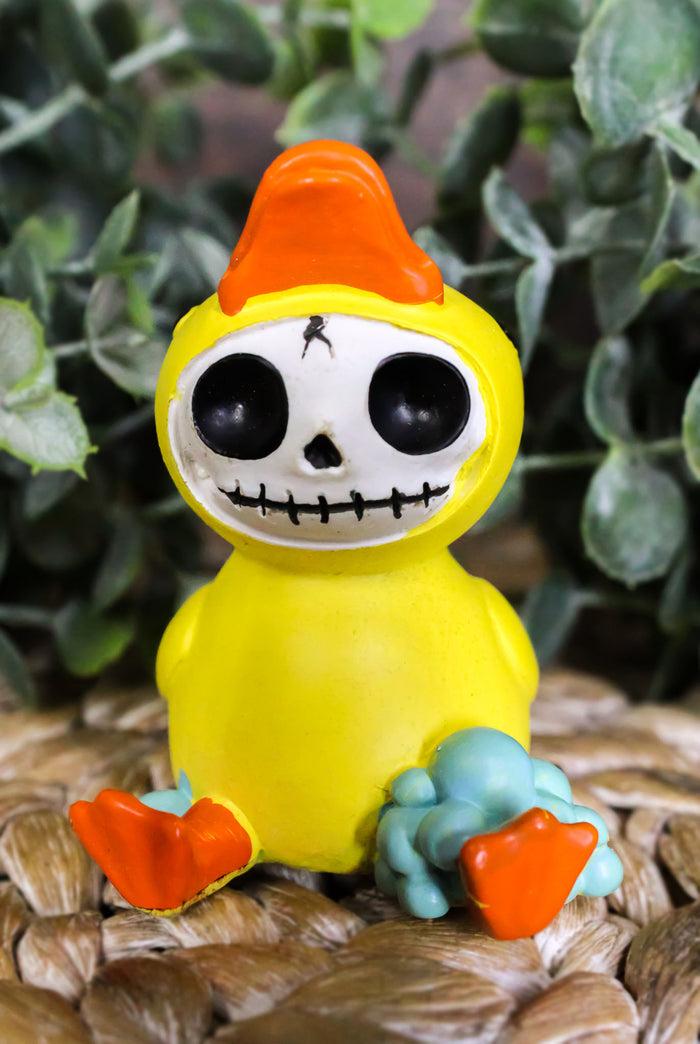 ebros gift Furry Bones Bubbles Bob The Rubber Duck Figurine Yellow Ducky Hooded Skeleton
