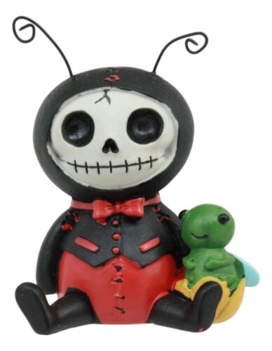 Ebros Gift Furry Bones Dots Ladybug In Tuxedo Red Polkadots Skeleton Figurine Furrybones