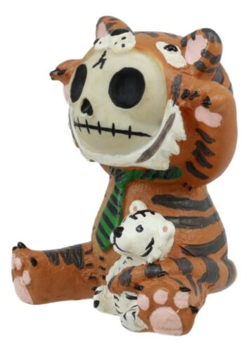 Ebros Gift Furry Bones Figurine 2.5"Tall Tigrr Tiger With Green Tie Voodoo Skeleton Monster