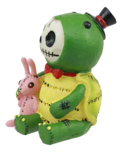 Ebros Gift Furry Bones Figurine 3"H Scooter Turtle With Pink Bunny Rabbit Voodoo Skeleton