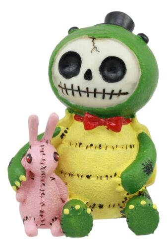 Ebros Gift Furry Bones Figurine 3"H Scooter Turtle With Pink Bunny Rabbit Voodoo Skeleton