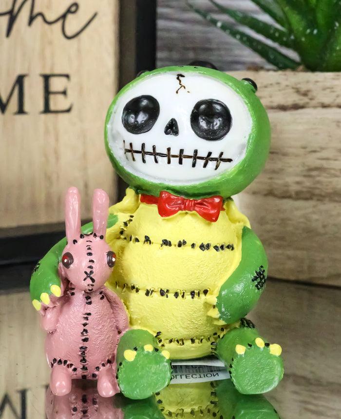 ebros gift Furry Bones Figurine 3"H Scooter Turtle With Pink Bunny Rabbit Voodoo Skeleton