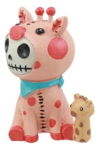 Ebros Gift Furry Bones Kirin Pink Polkadot Giraffe Figurine 3"H Voodoo Skeleton Furrybones