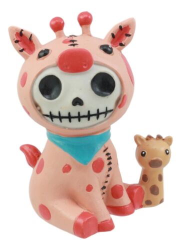 ebros gift Furry Bones Kirin Pink Polkadot Giraffe Figurine 3"H Voodoo Skeleton Furrybones