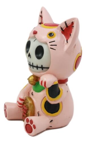 Ebros Gift Furry Bones Pink Maneki Neko Skeleton Figurine Lucky Cat Kitten Furrybones Toy