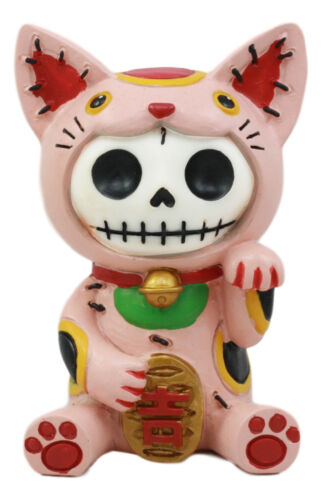 ebros gift Furry Bones Pink Maneki Neko Skeleton Figurine Lucky Cat Kitten Furrybones Toy