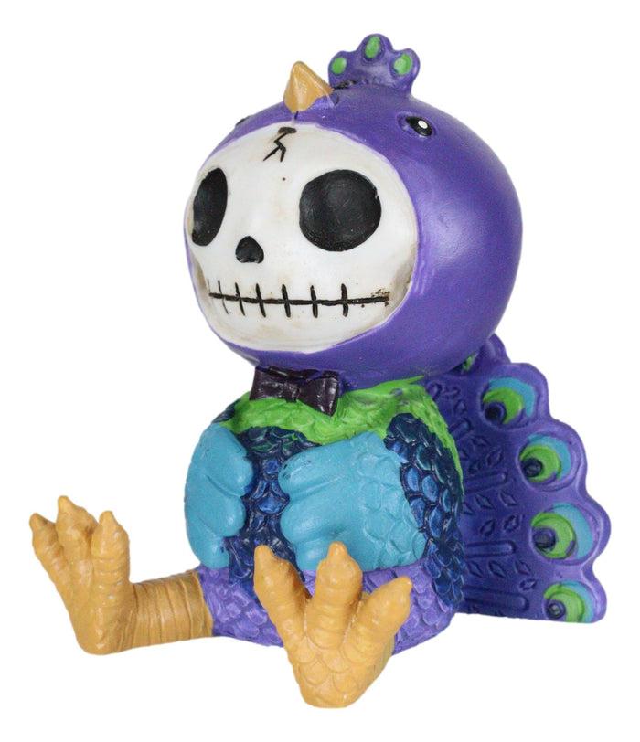 Ebros Gift Furry Bones Pretty Purple Dandy Peacock Skeleton With Bowtie And Train Figurine