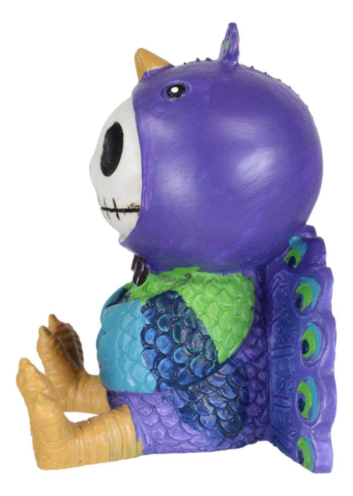Ebros Gift Furry Bones Pretty Purple Dandy Peacock Skeleton With Bowtie And Train Figurine