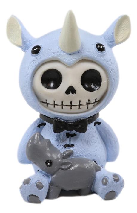 Ebros Gift Furry Bones Safari African Rhino Skeleton Figurine 3"H Rhinoceros Furrybones