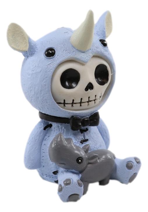 Ebros Gift Furry Bones Safari African Rhino Skeleton Figurine 3"H Rhinoceros Furrybones