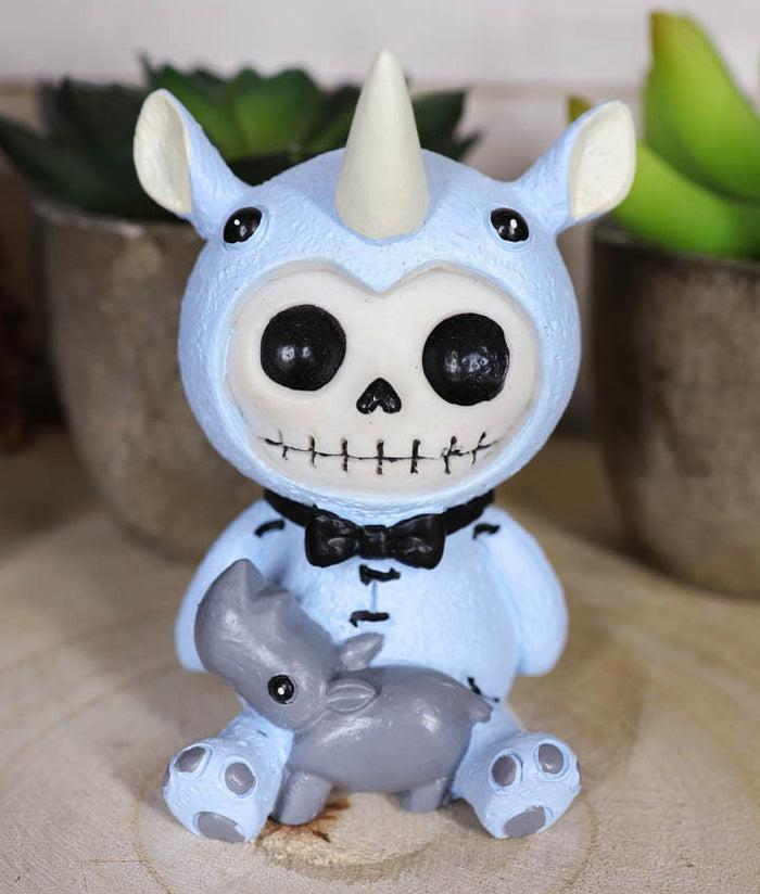 ebros gift Furry Bones Safari African Rhino Skeleton Figurine 3"H Rhinoceros Furrybones