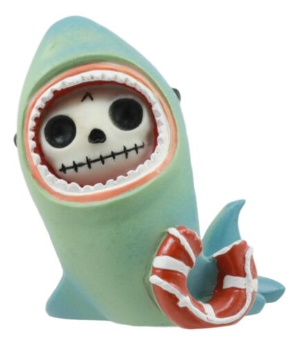 Ebros Gift Furry Bones Sharkie Great White Shark Costumed Skeleton Figurine With Tube 3"H