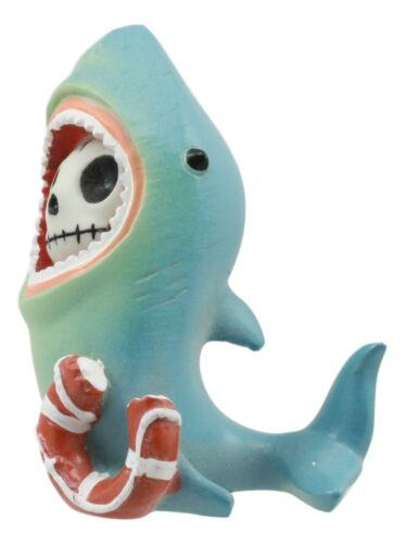 Ebros Gift Furry Bones Sharkie Great White Shark Costumed Skeleton Figurine With Tube 3"H