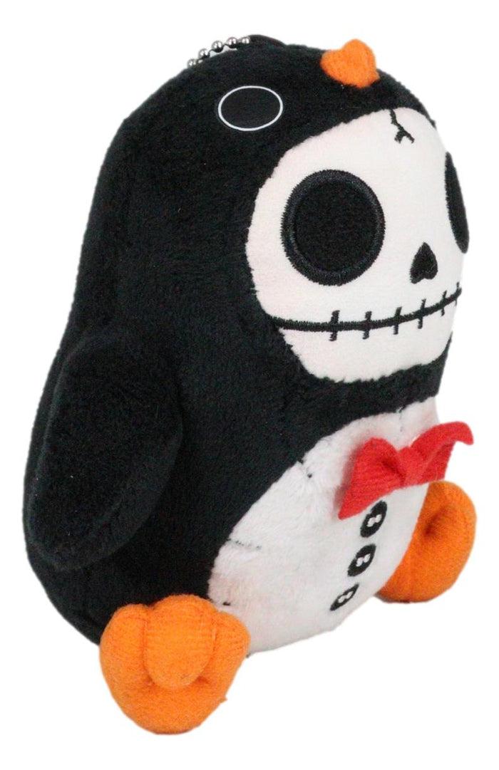 Ebros Gift Furry Bones Skeleton North Pole Penguin With Red Bow Tie Small Toy Plush Doll