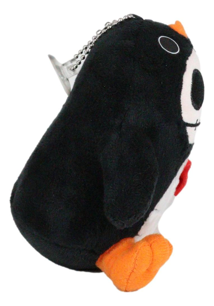 Ebros Gift Furry Bones Skeleton North Pole Penguin With Red Bow Tie Small Toy Plush Doll
