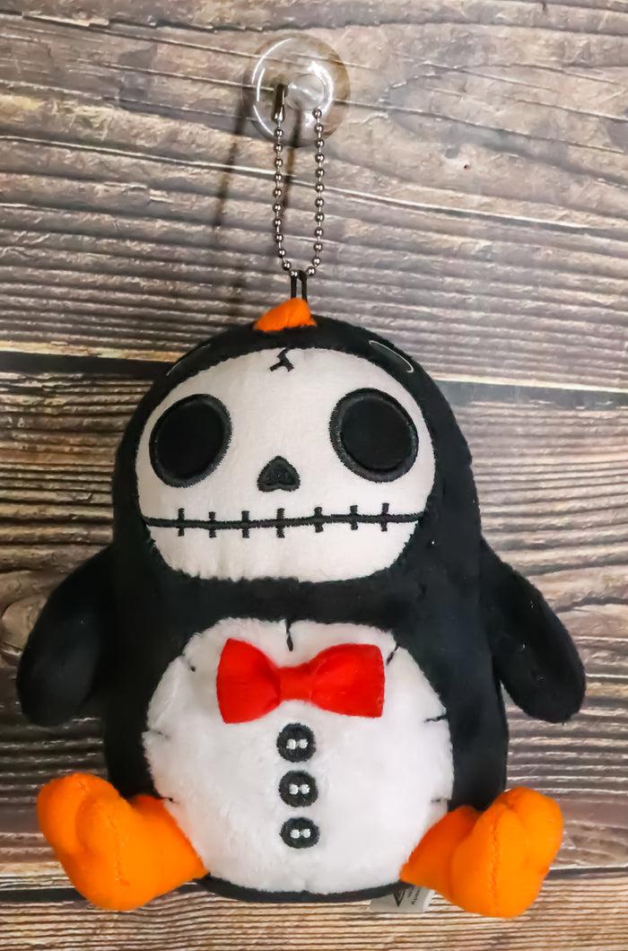 ebros gift Furry Bones Skeleton North Pole Penguin With Red Bow Tie Small Toy Plush Doll
