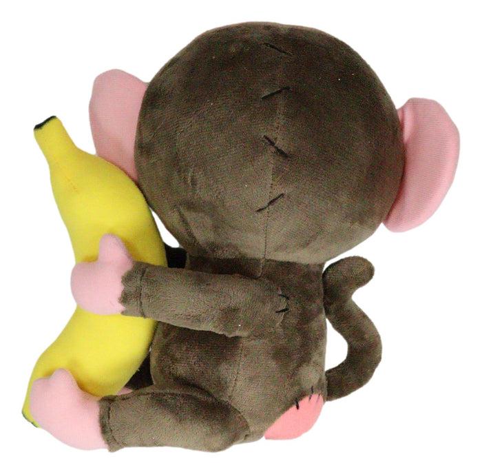 Ebros Gift Furry Bones Skeleton Pink And Brown Baby Monkey Banana Plush Toy Doll 10" Tall