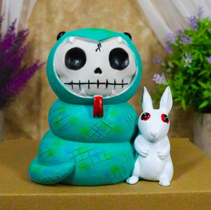 ebros gift Furry Bones Sstevie Snake Skeleton With White Rabbit Furrybones Figurine