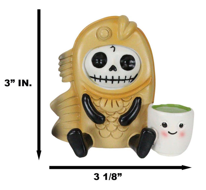 Ebros Gift Furry Bones Taiyaki Japanese Fish Cake With Tea Skeleton Furrybones Figurine
