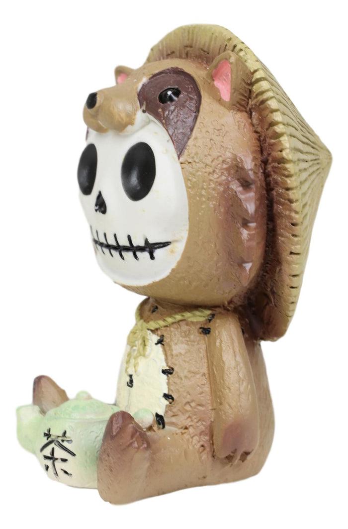 Ebros Gift Furry Bones Tanuki Raccoon Dog With Farmer Hat Skeleton Collectible Figurine
