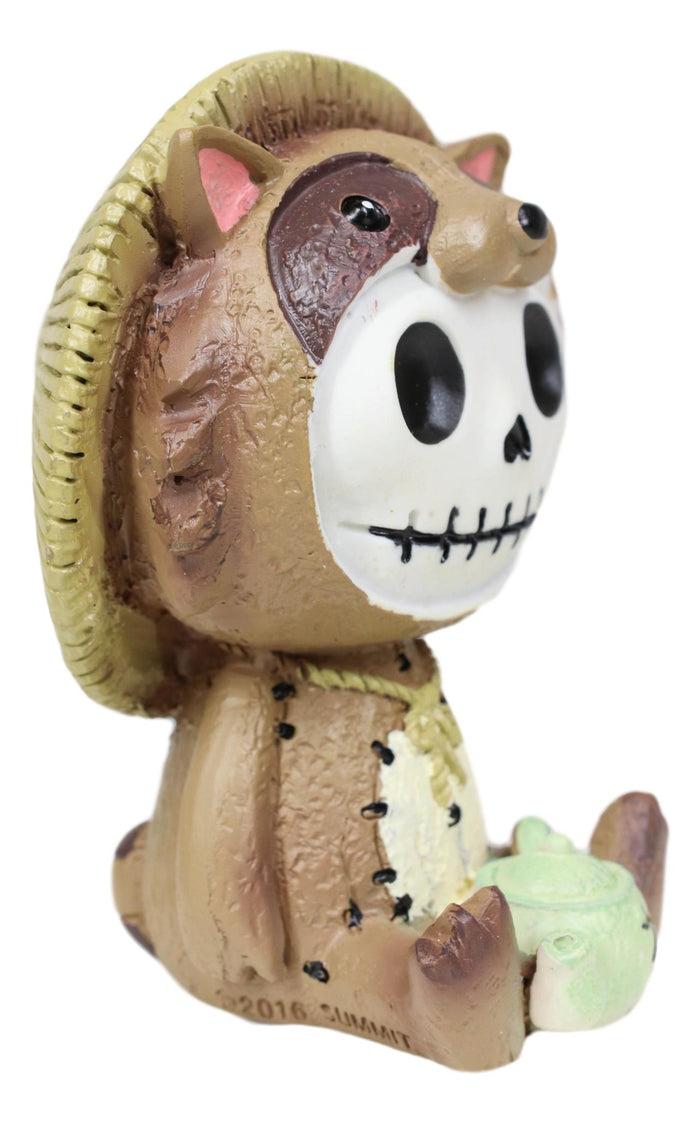 Ebros Gift Furry Bones Tanuki Raccoon Dog With Farmer Hat Skeleton Collectible Figurine