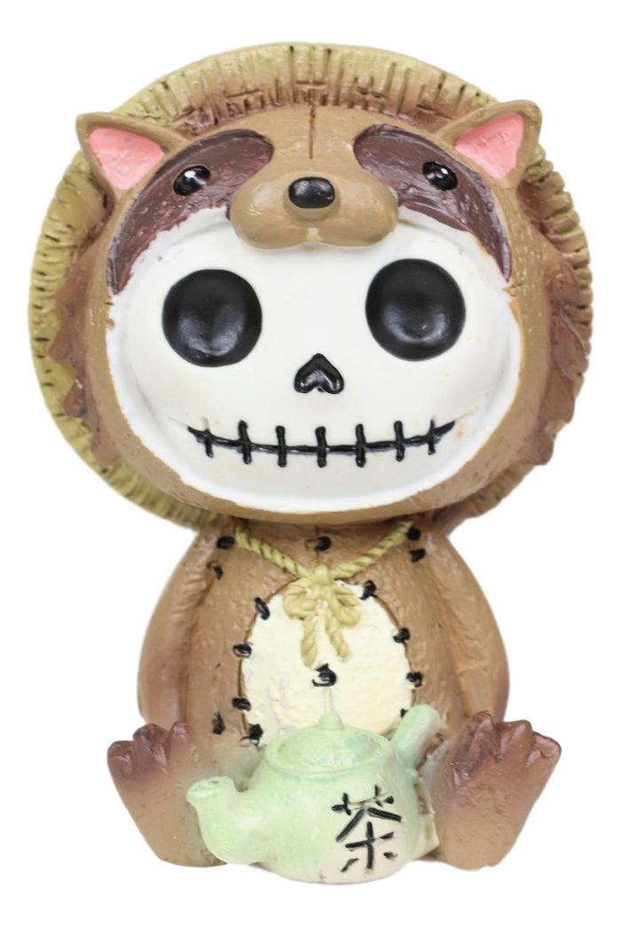 Ebros Gift Furry Bones Tanuki Raccoon Dog With Farmer Hat Skeleton Collectible Figurine