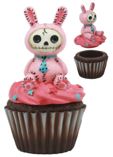 Ebros Gift Furry Bones Voodoo Pink Bunny Rabbit Skeleton On Chocolate Cupcake Jewelry Box