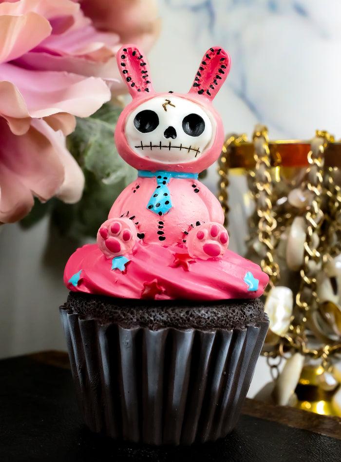 ebros gift Furry Bones Voodoo Pink Bunny Rabbit Skeleton On Chocolate Cupcake Jewelry Box
