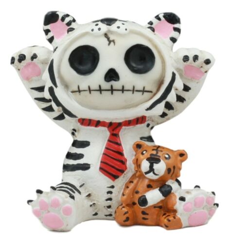 Ebros Gift Furry Bones White Tigrrr Snow Tiger Skeleton Monster Table Top Ornament Figurine