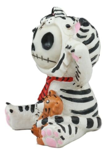 Ebros Gift Furry Bones White Tigrrr Snow Tiger Skeleton Monster Table Top Ornament Figurine