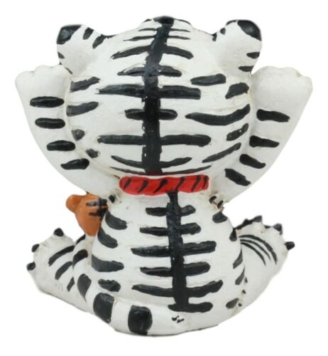 Ebros Gift Furry Bones White Tigrrr Snow Tiger Skeleton Monster Table Top Ornament Figurine