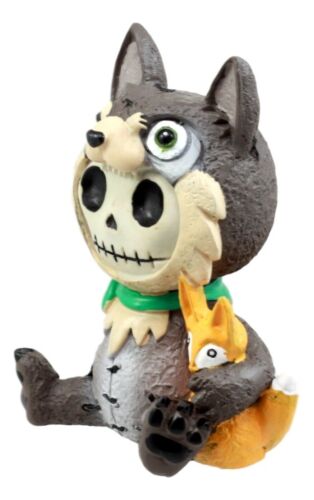 Ebros Gift Furrybones Big Bad Wolf Figurine 3.5"H Hooded Wolfgang Costume Skeleton Monster