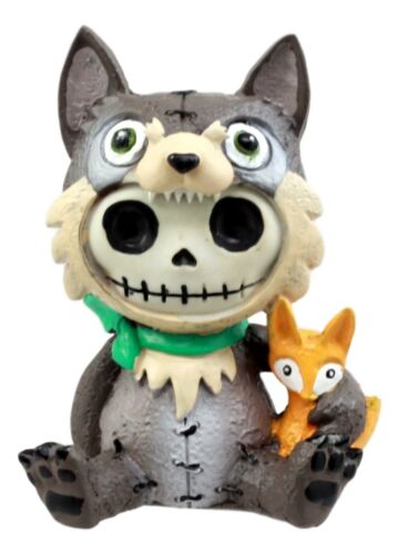 Ebros Gift Furrybones Big Bad Wolf Figurine 3.5"H Hooded Wolfgang Costume Skeleton Monster