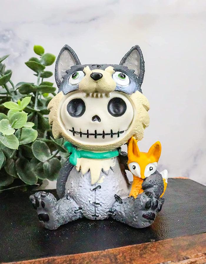 ebros gift Furrybones Big Bad Wolf Figurine 3.5"H Hooded Wolfgang Costume Skeleton Monster