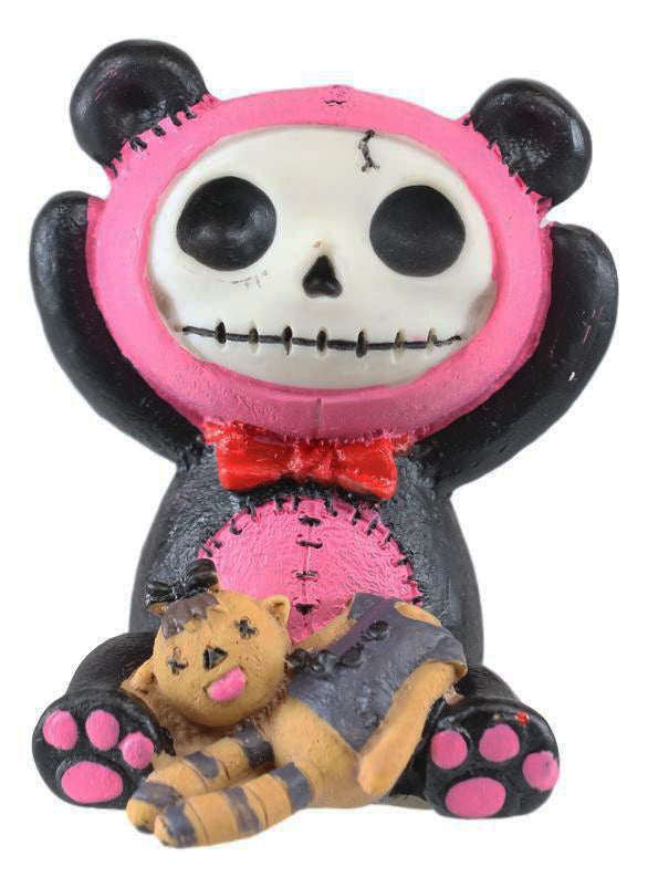 Ebros Gift Furrybones Black And Pink Panda Pandie Voodoo Skeleton Monster Ornament Figurine